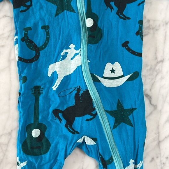 Kickee Pants Western Cowboy Print Footed Pajamas Sz 0-3 Mo - Picture 2 of 6